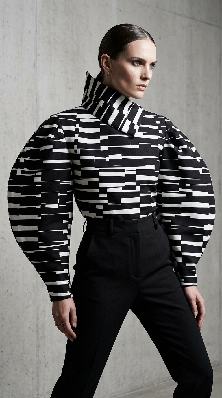 HIGH FASHION BLOUSE USING GEO PRINT # CSBR3384