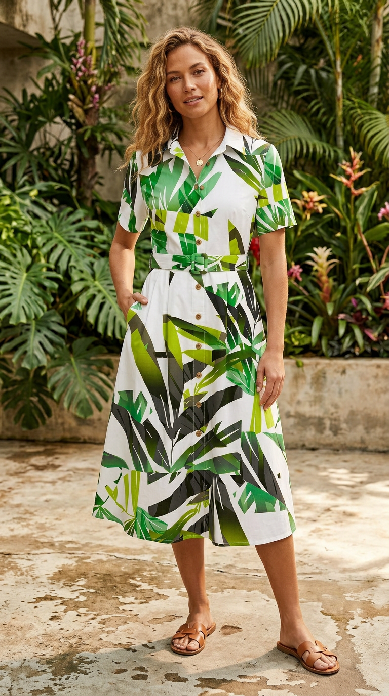 WOMENS TROPICAL BEACH DRESS PRINT #CSBR3377