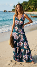WOMENS TROPICAL BEACH DRESS PRINT #CSBR8024